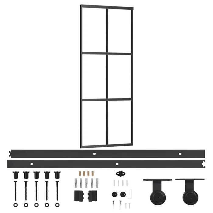 vidaXL Puerta corredera con herrajes ESG vidrio y aluminio 76×205 cm