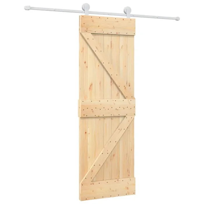 vidaXL Puerta corredera con herrajes madera maciza de pino 70×210 cm (28)
