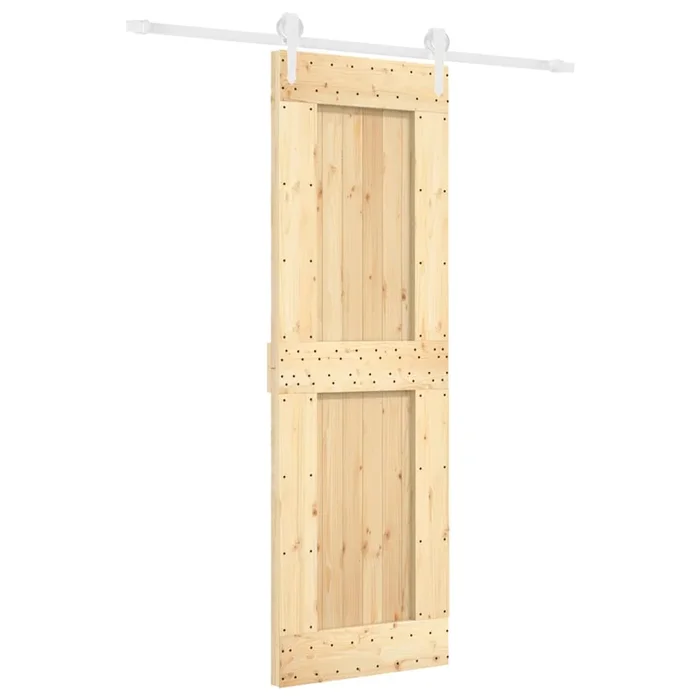 vidaXL Puerta corredera con herrajes madera maciza de pino 70×210 cm (33)