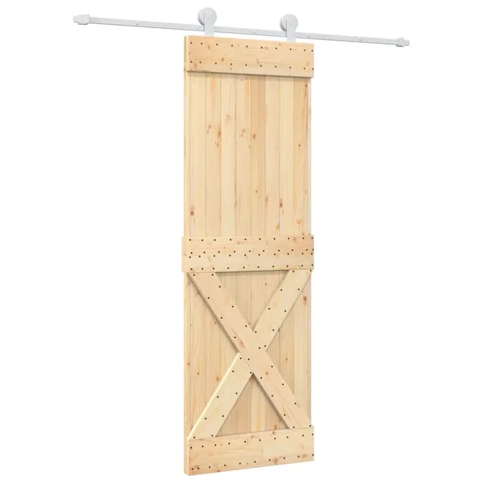 vidaXL Puerta corredera con herrajes madera maciza de pino 70×210 cm (78)