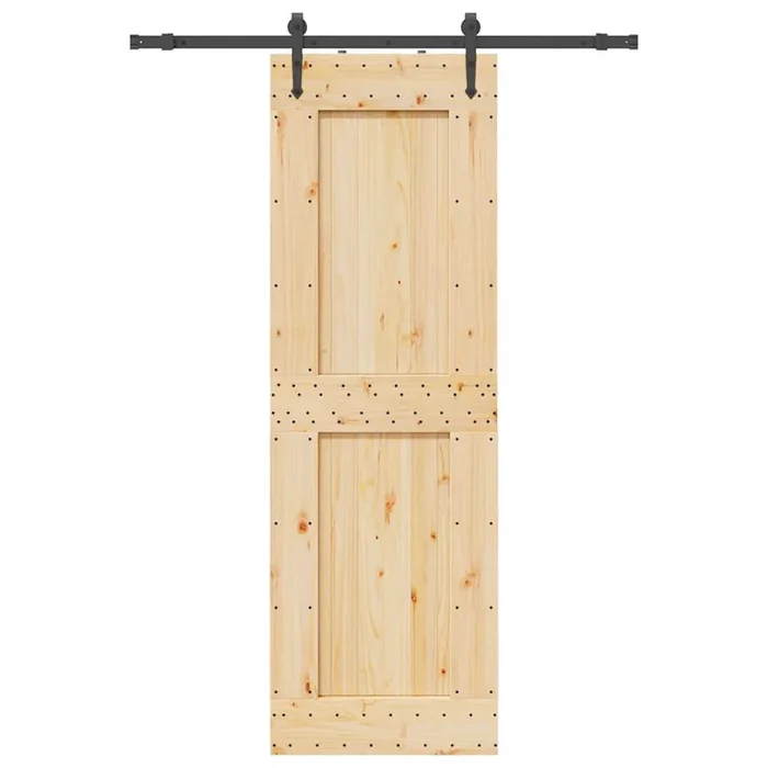 vidaXL Puerta corredera con herrajes madera maciza de pino 70×210 cm (8)