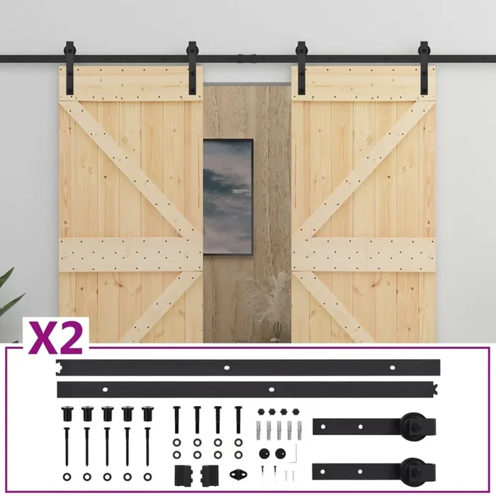 vidaXL Puerta corredera con herrajes madera maciza de pino 80×210 cm (14)
