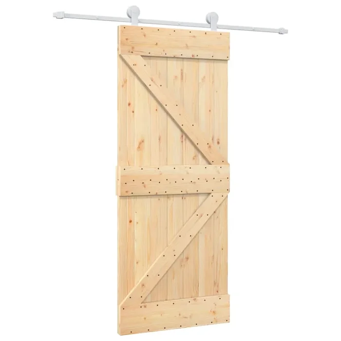 vidaXL Puerta corredera con herrajes madera maciza de pino 85×210 cm (6)