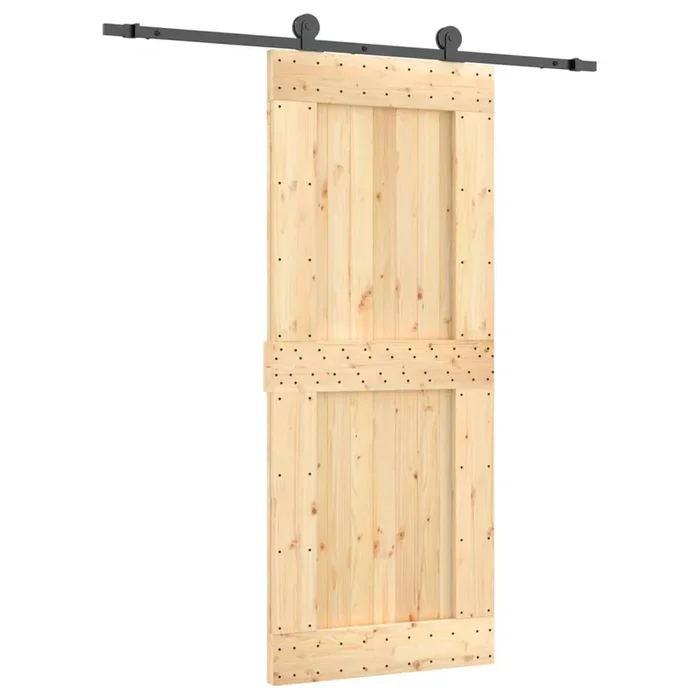 vidaXL Puerta corredera con herrajes madera maciza de pino 85×210 cm (78)