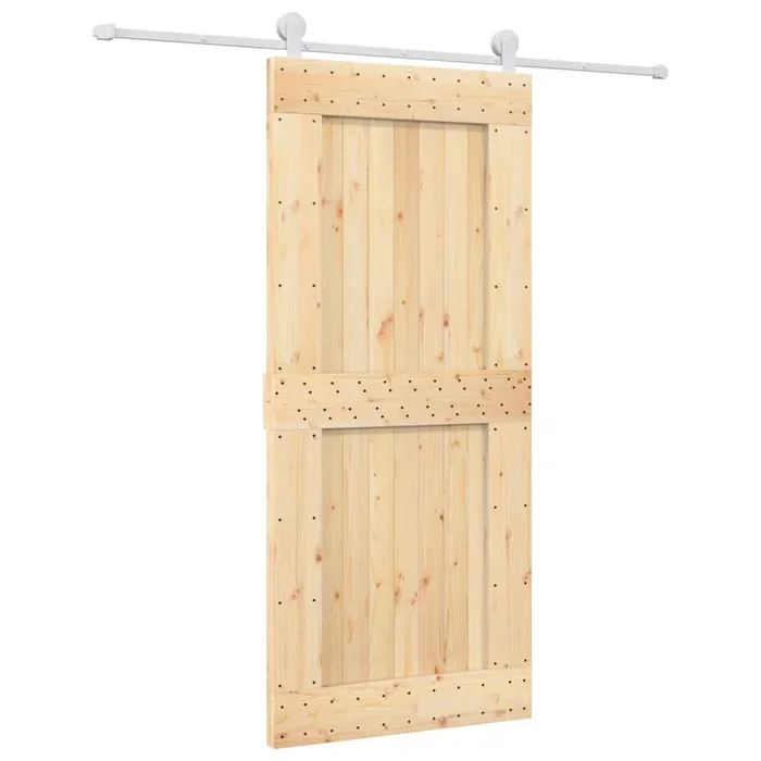 vidaXL Puerta corredera con herrajes madera maciza de pino 90×210 cm (15)
