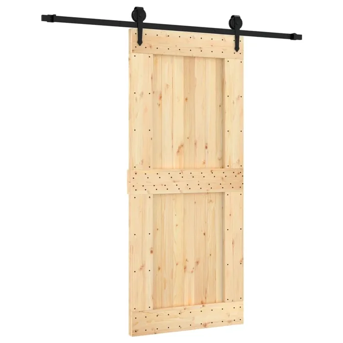 vidaXL Puerta corredera con herrajes madera maciza de pino 90×210 cm (55)