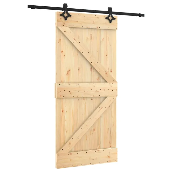 vidaXL Puerta corredera con herrajes madera maciza de pino 95×210 cm (20)