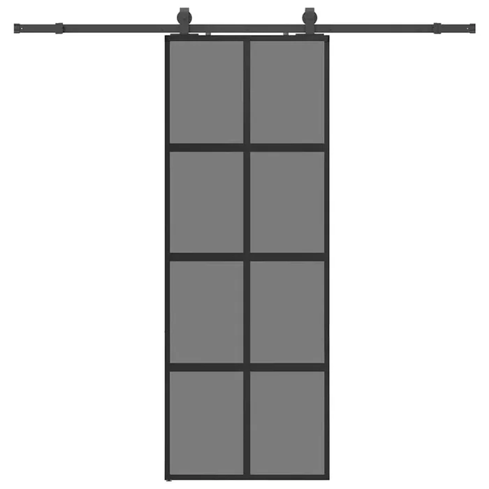 vidaXL Puerta corredera con herrajes negro 76×205 cm vidrio templado (5)