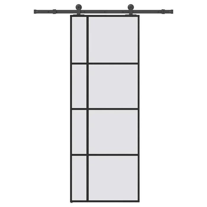 vidaXL Puerta corredera con set herrajes vidrio ESG aluminio 76×205 cm (4)