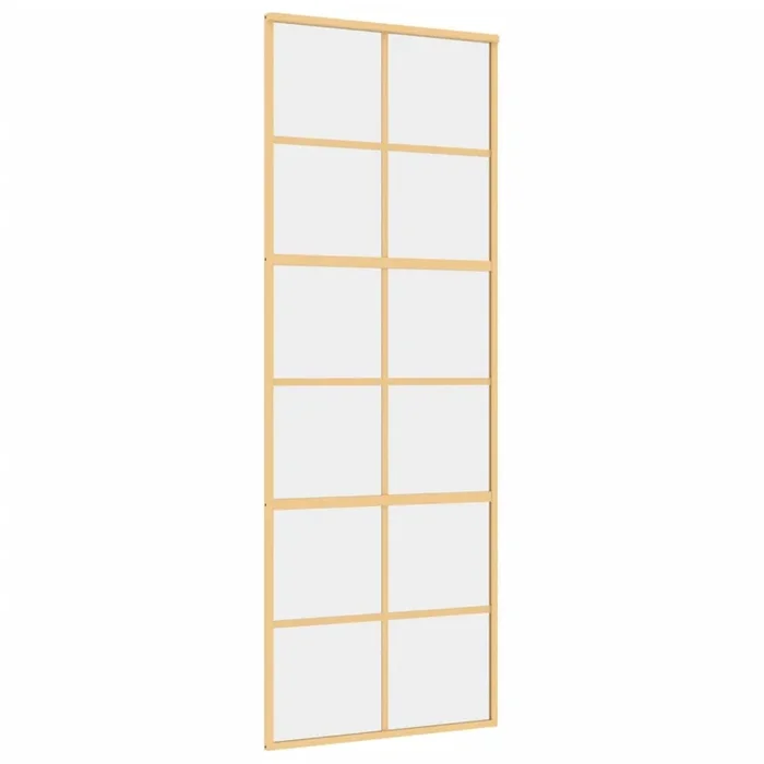 vidaXL Puerta corredera dorada de vidrio ESG transparente y aluminio (2)