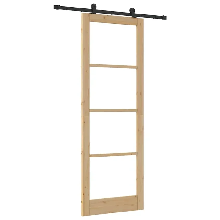 vidaXL Puerta Corredera ORKDAL Marrón 83 x 232 cm Madera y metal (2)