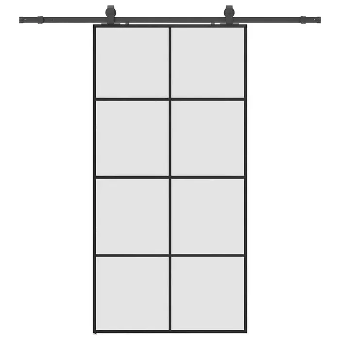 vidaXL Puerta corredera set herrajes negra 102,5×205 cm ESG vidrio (6)