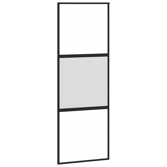 vidaXL Puerta corredera vidrio templado y aluminio negra 76×205 cm (3)