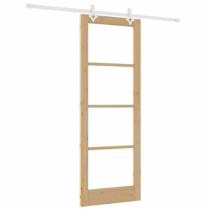 vidaXL Puerta Corrediza Manual Marrón 78 x 211 cm Madera y metal (2)