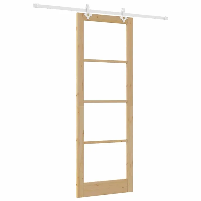 vidaXL Puerta Corrediza Manual Marrón 83 x 232 cm Madera y metal (2)