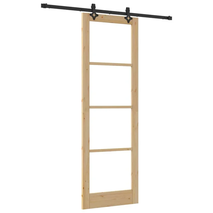 vidaXL Puerta Corrediza ORKDAL Marrón 78 x 232 cm Madera y metal (2)
