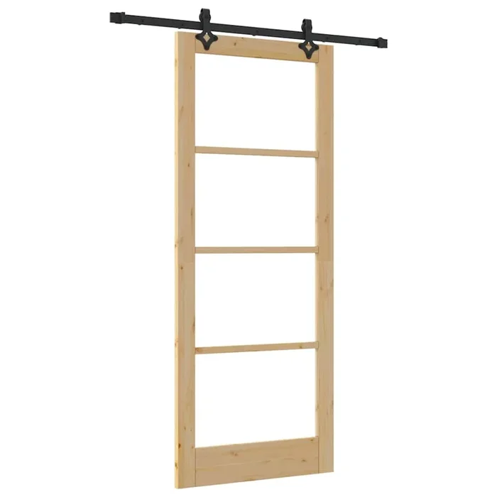 vidaXL Puerta Corrediza Otro Manual Marrón 86 x 211 cm Madera y metal (2)