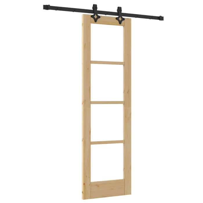 vidaXL Puerta Corrediza Otro Marrón 61 x 198.5 cm Madera y metal (2)