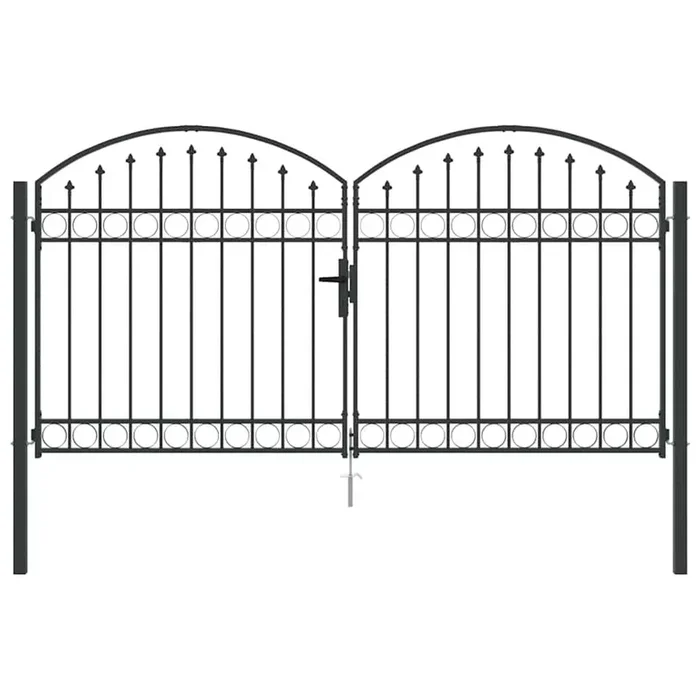 vidaXL Puerta de Cerca con cerradura Gris 300 x 150 cm Acero