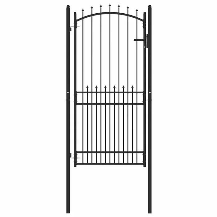 vidaXL Puerta de cerca con picos con cerradura Negro 100 x 200 cm