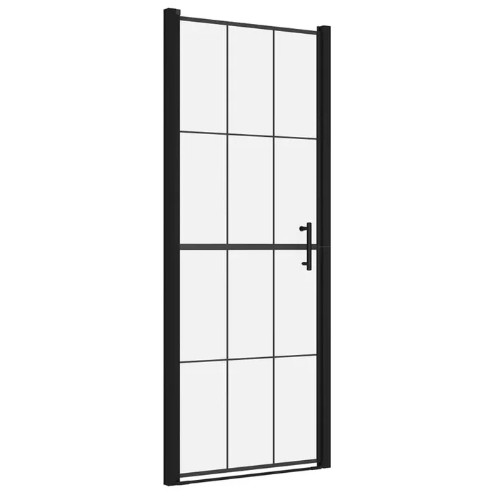 vidaXL Puerta de ducha de vidrio templado negro 91×195 cm (2)
