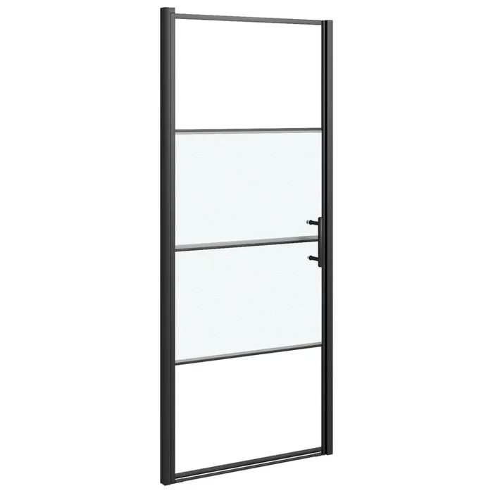 vidaXL Puerta de ducha vidrio semiesmerilado negro 81×195 cm