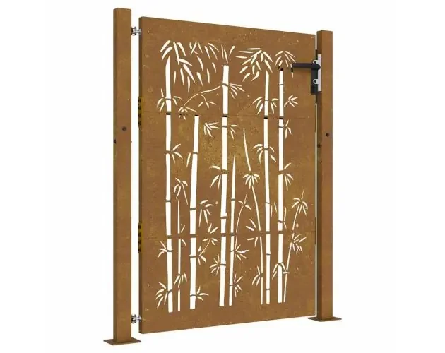vidaXL puerta de jardín 105×155 cm de acero corten con diseño de bambú | Brico Depôt Spedizione Espresso