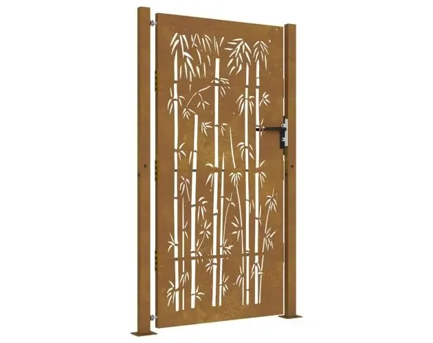 vidaXL puerta de jardín 105×205 cm de acero corten con diseño de bambú | Brico Depôt Compra Online