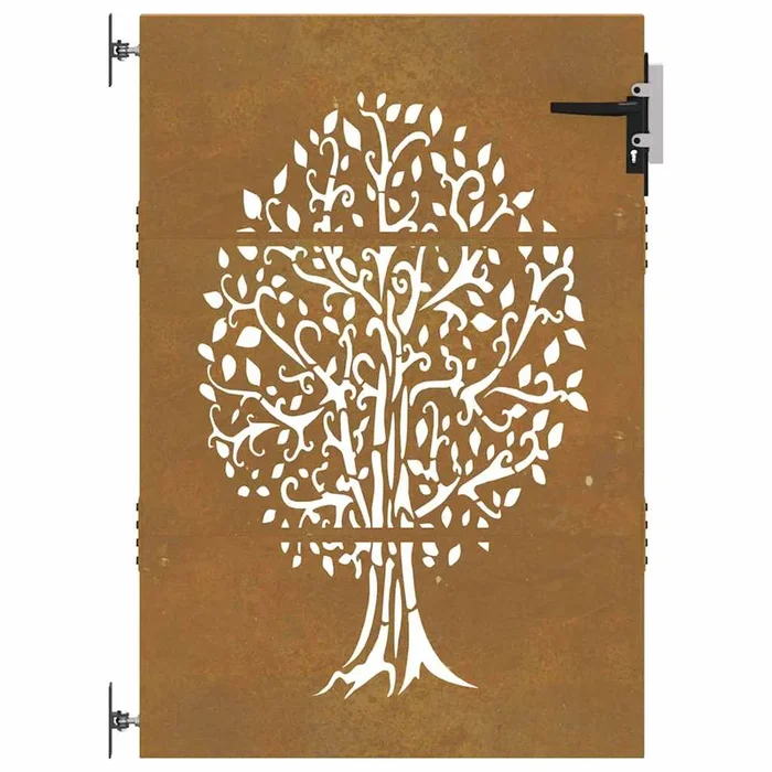 vidaXL Puerta de jardín acero corten diseño árbol 85×125 cm