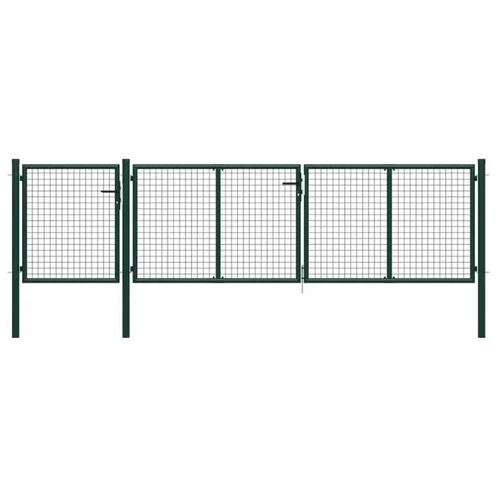 vidaXL Puerta de jardín de acero verde 400×75 cm