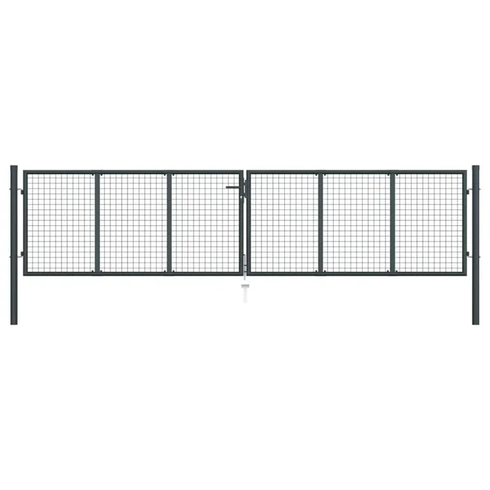 vidaXL Puerta de jardín de malla de acero galvanizado, 400 x 100 cm, gris