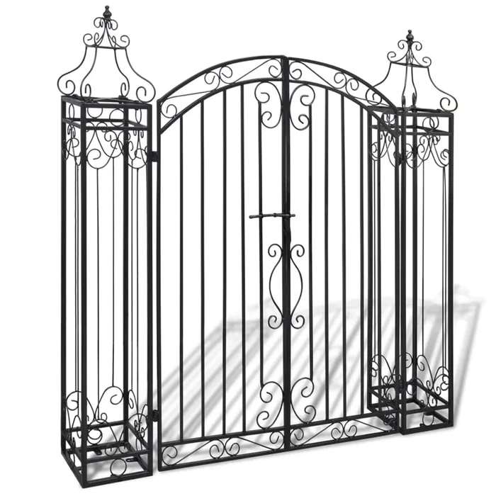 vidaXL Puerta de jardín decorativa de hierro forjado 122×20,5×134 cm