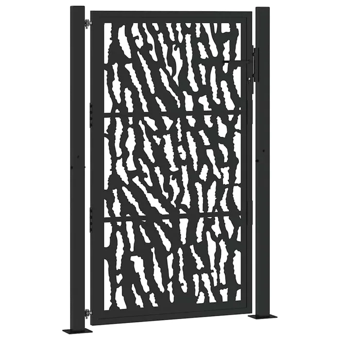 vidaXL Puerta de jardín negra 105×155 cm de acero con diseño de trazos