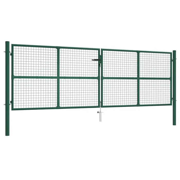 vidaXL Puerta de malla de jardín acero verde 390×125 cm