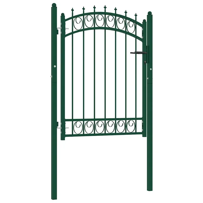 vidaXL Puerta de valla con picos acero verde 100×125 cm
