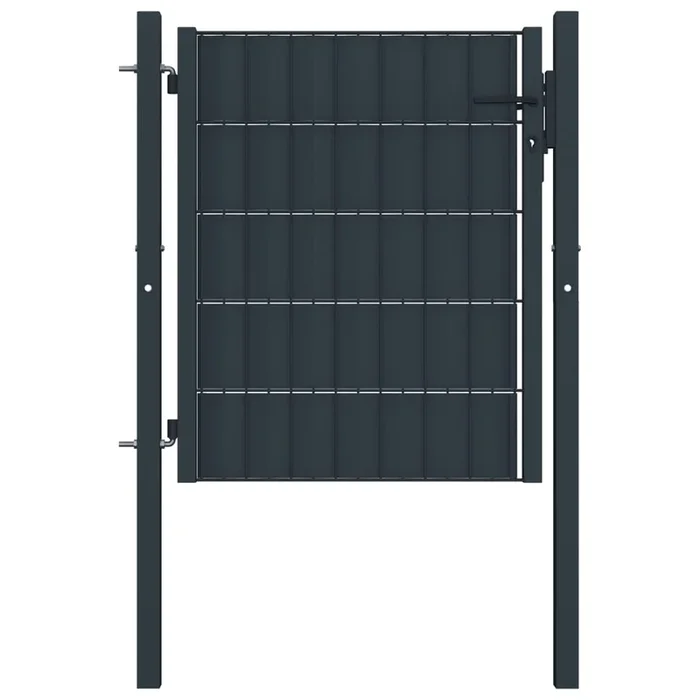 vidaXL Puerta de valla de PVC y acero gris antracita 100×81 cm