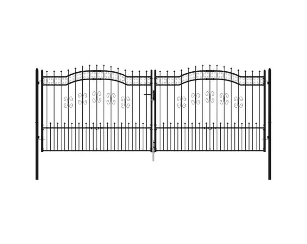 vidaXL puerta de valla punta lanza acero recubierto negro 406×198 cm | Brico Depôt In Voga