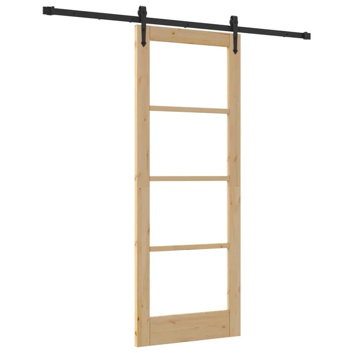 vidaXL Puerta Deslizante Manual Marrón 78 x 202 cm Madera y metal (4)