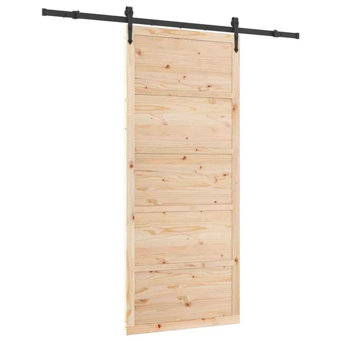 vidaXL Puerta deslizante Marrón 100 x 208 cm Madera maciza de pino (13)
