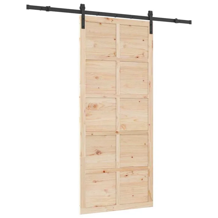 vidaXL Puerta deslizante Marrón 90 x 208 cm Madera maciza de pino (11)