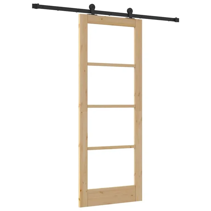 vidaXL Puerta Deslizante ORKDAL Marrón 78 x 202 cm Madera y metal (2)