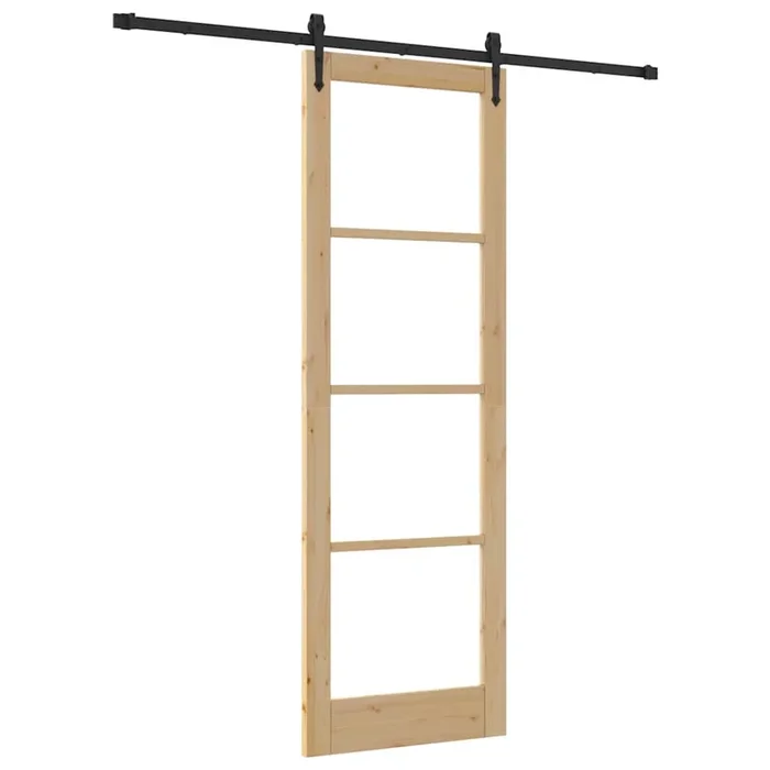 vidaXL Puerta Deslizante ORKDAL Marrón 78 x 232 cm Madera y metal (3)