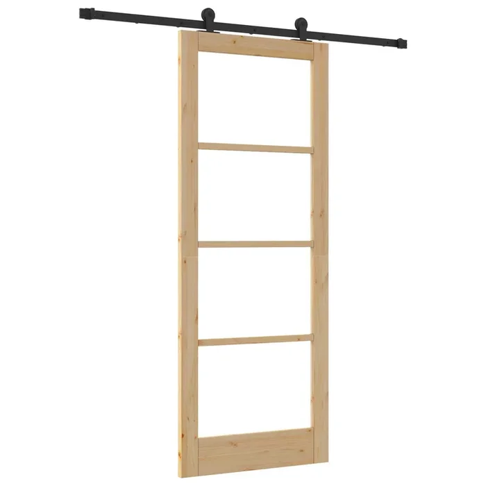 vidaXL Puerta Deslizante ORKDAL Marrón 83 x 211 cm Madera y metal (2)