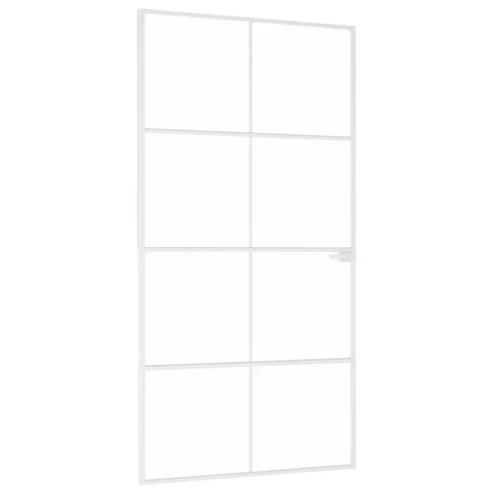 vidaXL Puerta interior vidrio templado y aluminio blanco 102×201,5 cm