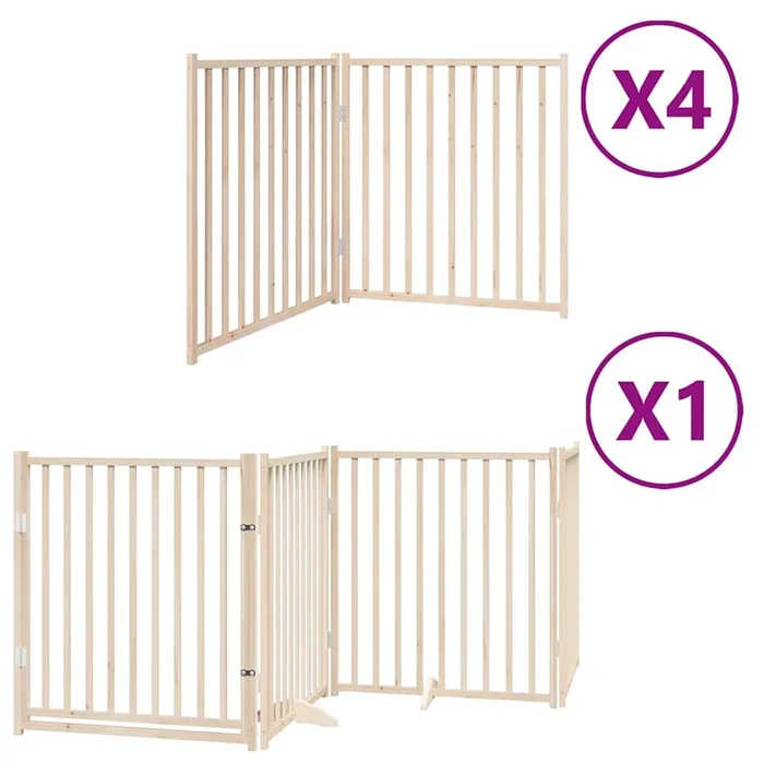vidaXL Puerta para perros plegable 12 paneles madera de álamo 960 cm (5)