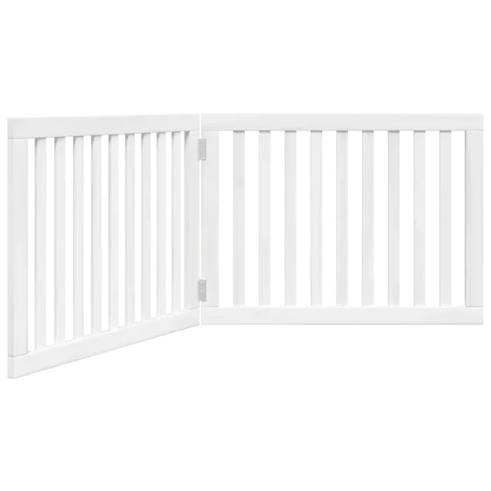 vidaXL Puerta para perros plegable 2 paneles madera álamo blanca 160cm (2)