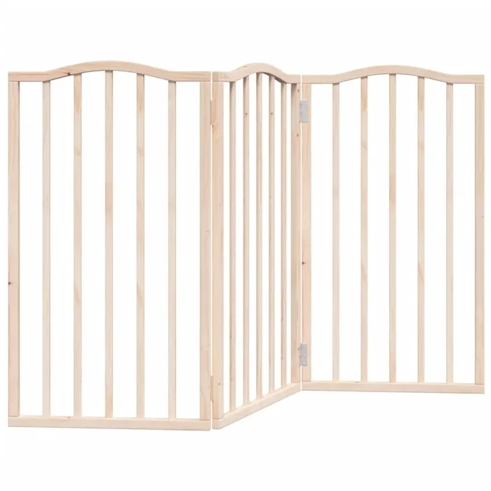 vidaXL Puerta para perros plegable 3 paneles madera de álamo 150 cm (2)