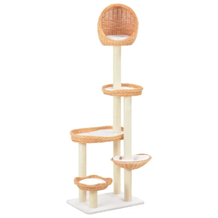 vidaXL Rascador para gatos con poste de sisal madera natural de sauce (5)