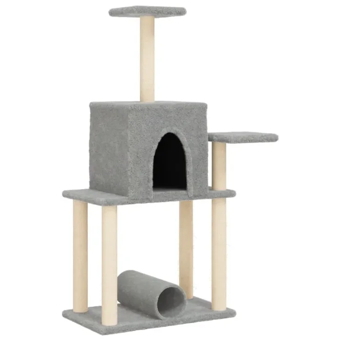 vidaXL Rascador para gatos con postes de sisal gris claro 122 cm