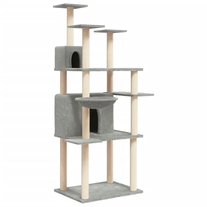 vidaXL Rascador para gatos con postes de sisal gris claro 166 cm (2)